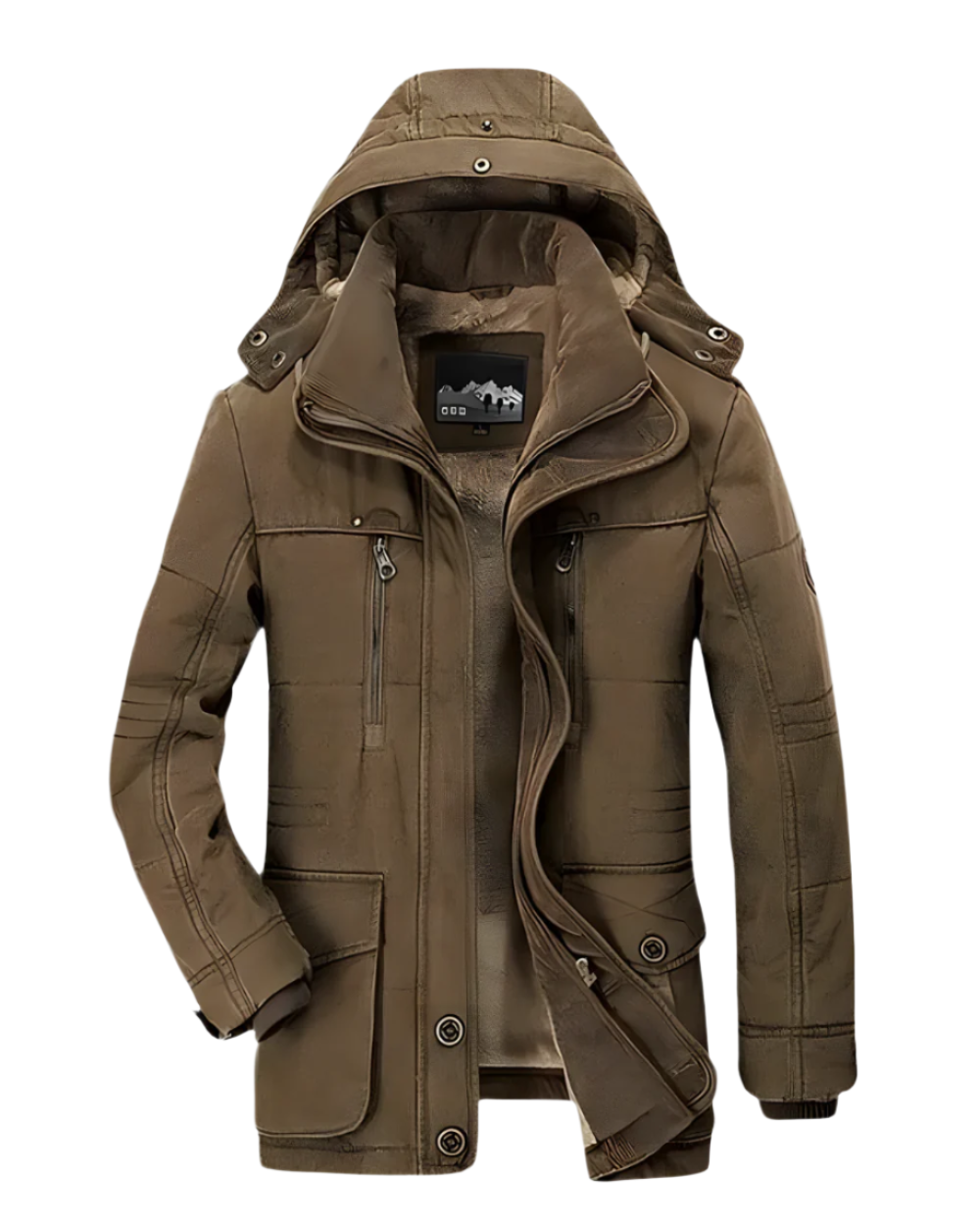 Francesco Gepolsterte Winterjacke für Herren mit Kapuze und langen Ärmeln