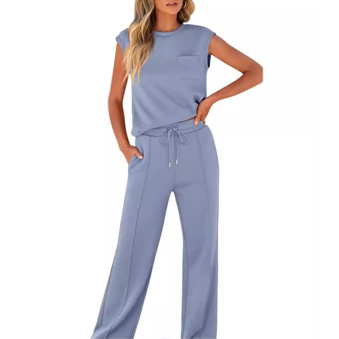 Kai | Lässiges Soft Lounge Co-Ord Set für Damen mit Rundhalsausschnitt