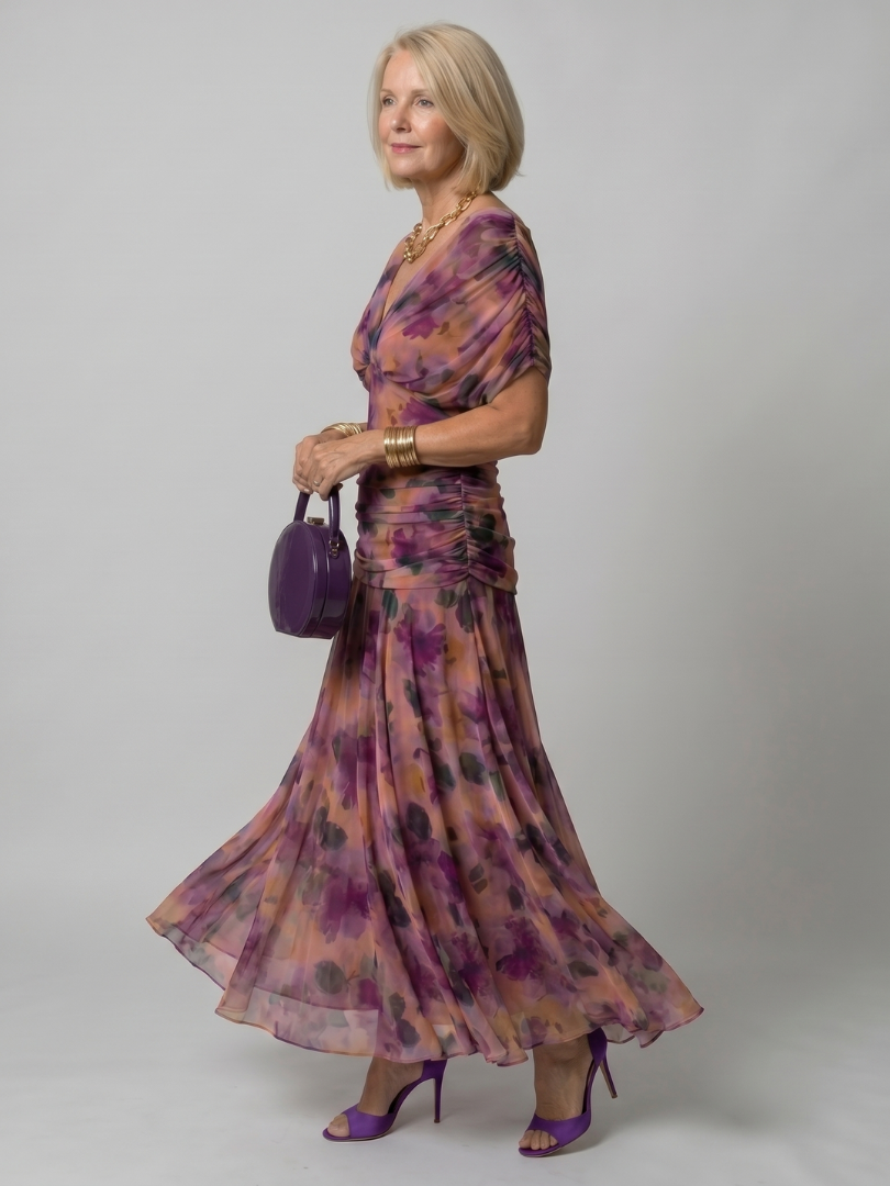 Calen | Anmutiges schulterfrei-Midi-Kleid für Damen mit Fließender Silhouette