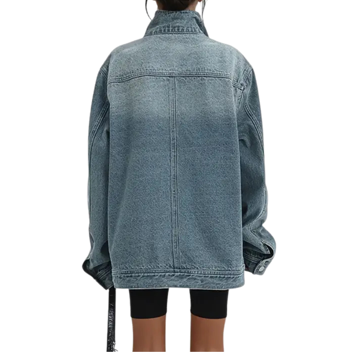 SKYE | Retro-inspirierte asymmetrische Jacke für Damen mit hohem Kragen und Vintage-Waschung