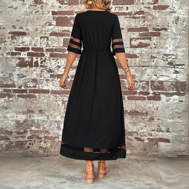 Nadia | Kleid mit Bauchbedeckung, Rundhalsausschnitt und langen Ärmeln