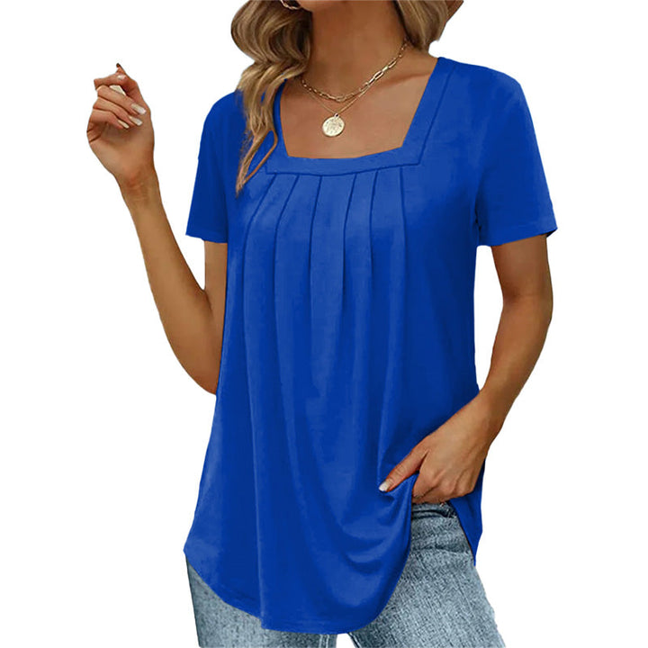 Brenda | Elegante Plissee-Bluse mit eckigem Ausschnitt