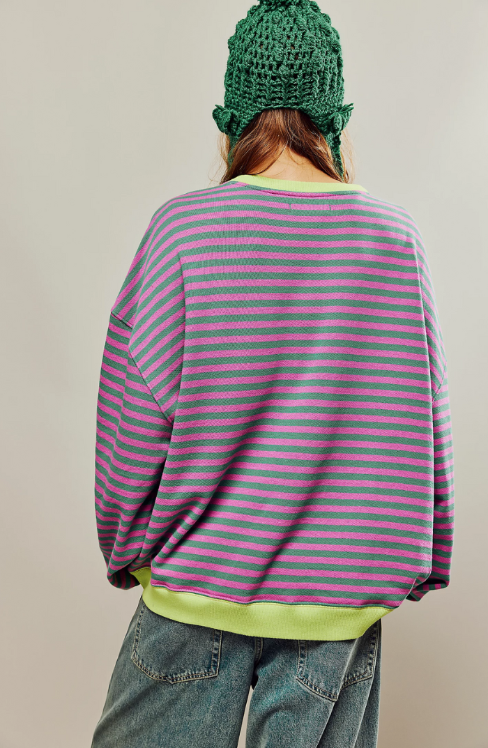 Amelia | Gestreifter Pullover in Übergröße für Damen mit Rundhalsausschnitt