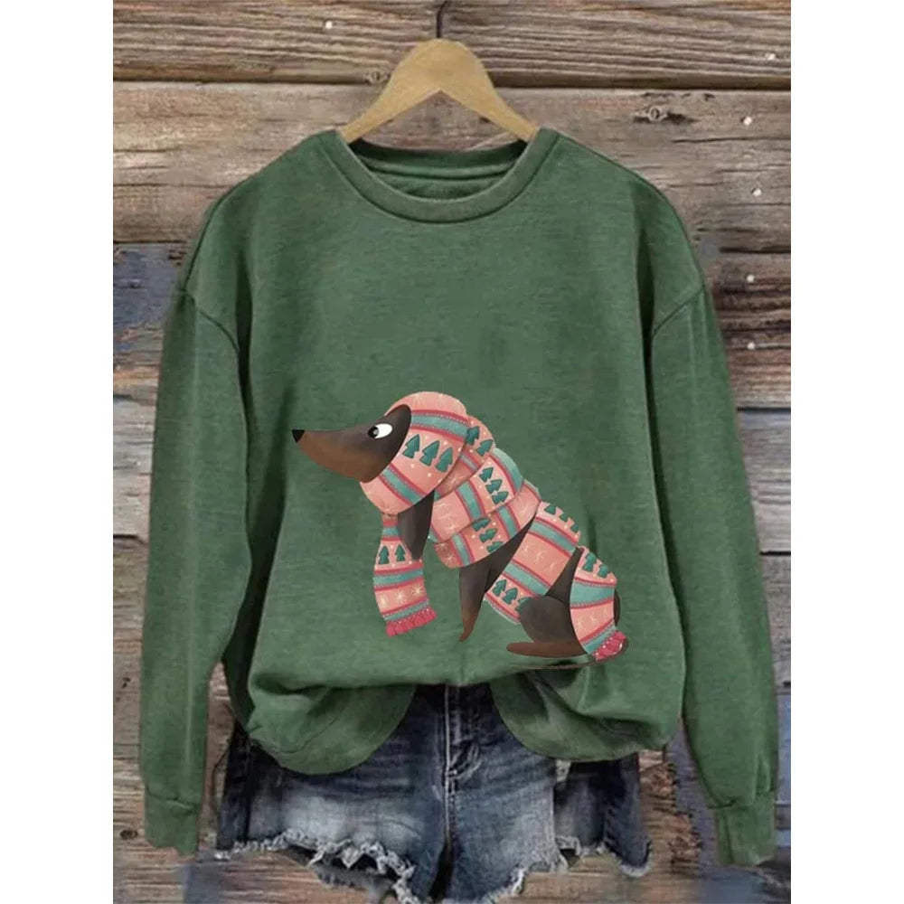 Damen Sweatshirt mit langen Ärmeln und Rundhalsausschnitt