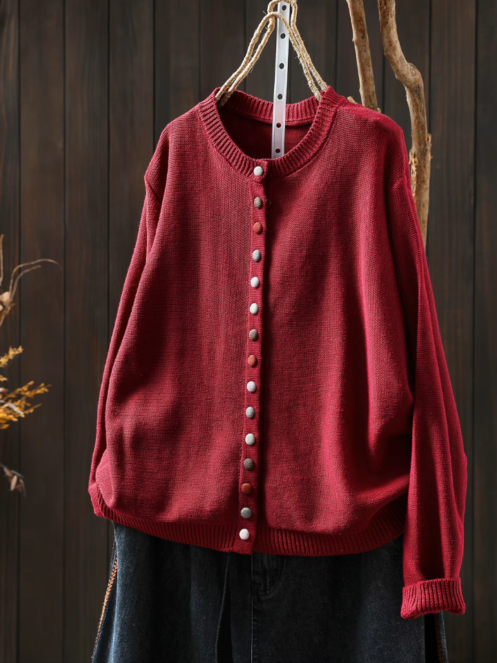 Der Ellery | Grace Cardigan für Damen mit Rundhalsausschnitt und langen Ärmeln