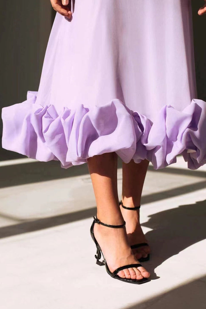 Ariana | Anmutiges Fließendes Midikleid für Damen mit eckigem Ausschnitt