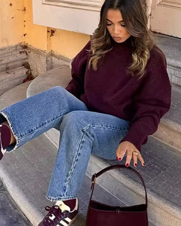 Isla | Strickpullover für Damen mit Rollkragen und langen Ärmeln