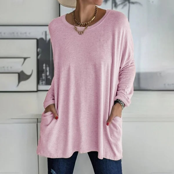 Aelira | Lässiges Langarmshirt für Damen mit Rundhalsausschnitt und langen Ärmeln