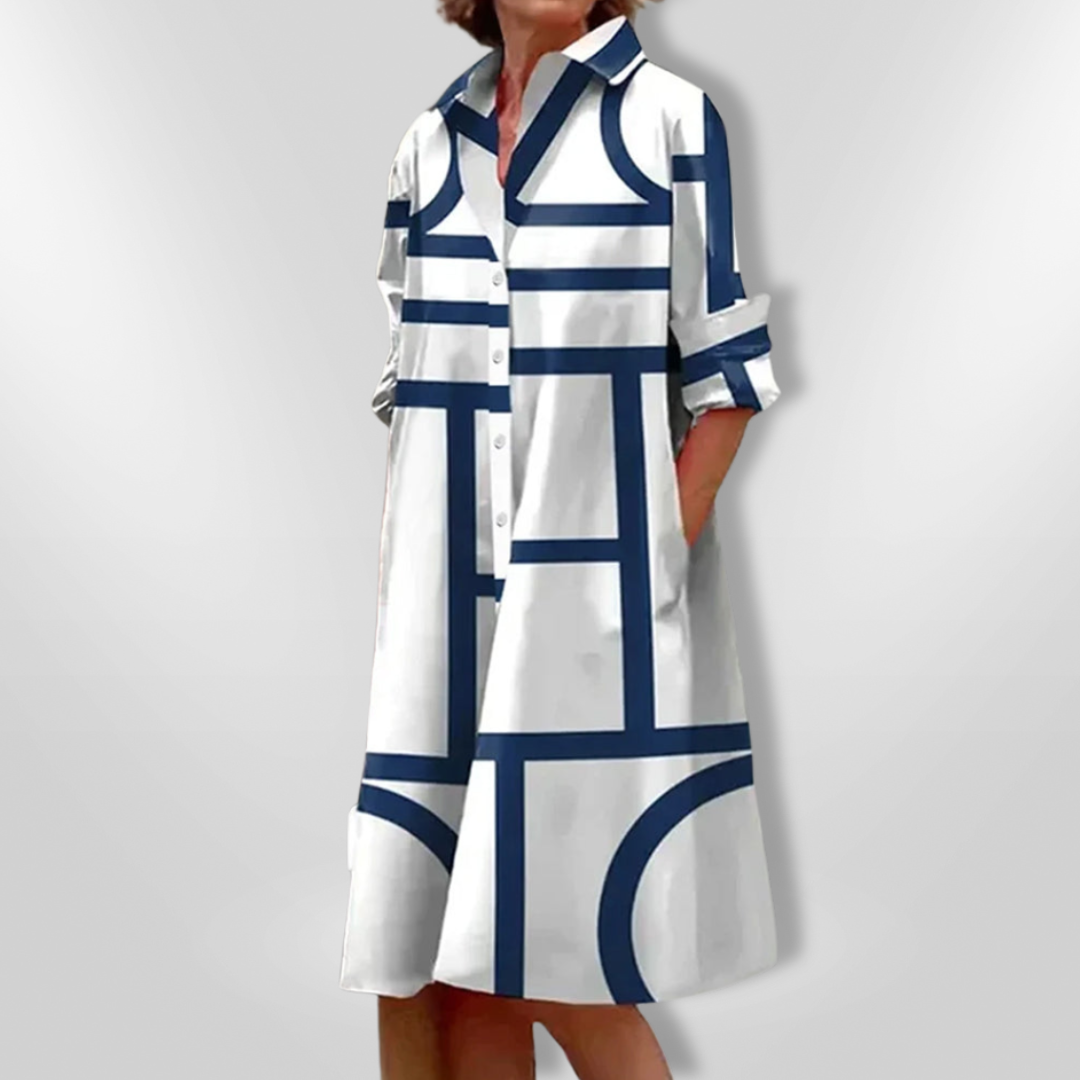 Helena | Zeitloses Geometrisches Gemustertes Midikleid für Damen