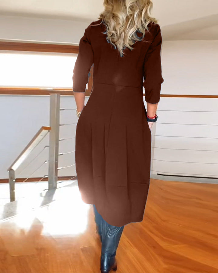 Sara | Stilvolles und Bequemes Midikleid für Damen mit Rundhalsausschnitt