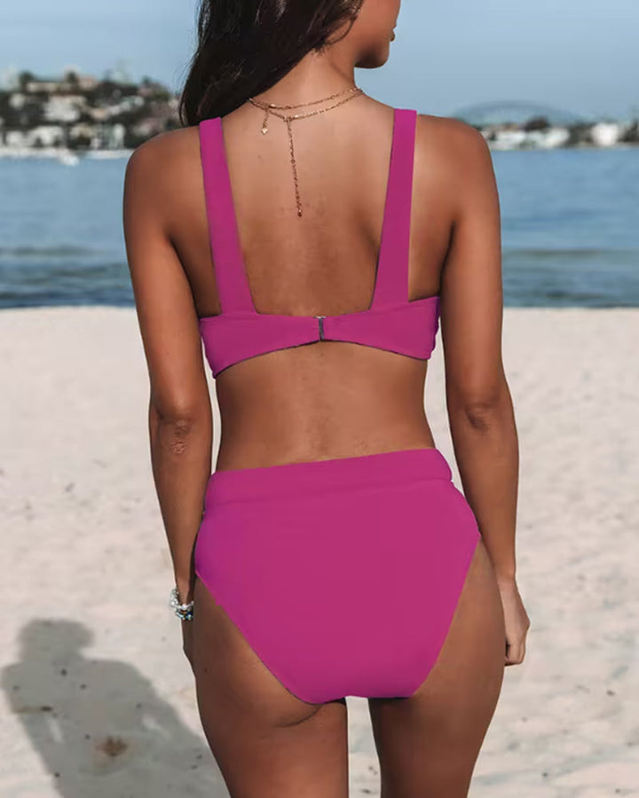 Valeria | Damen hoch geschnittener Bikini mit V-Ausschnitt