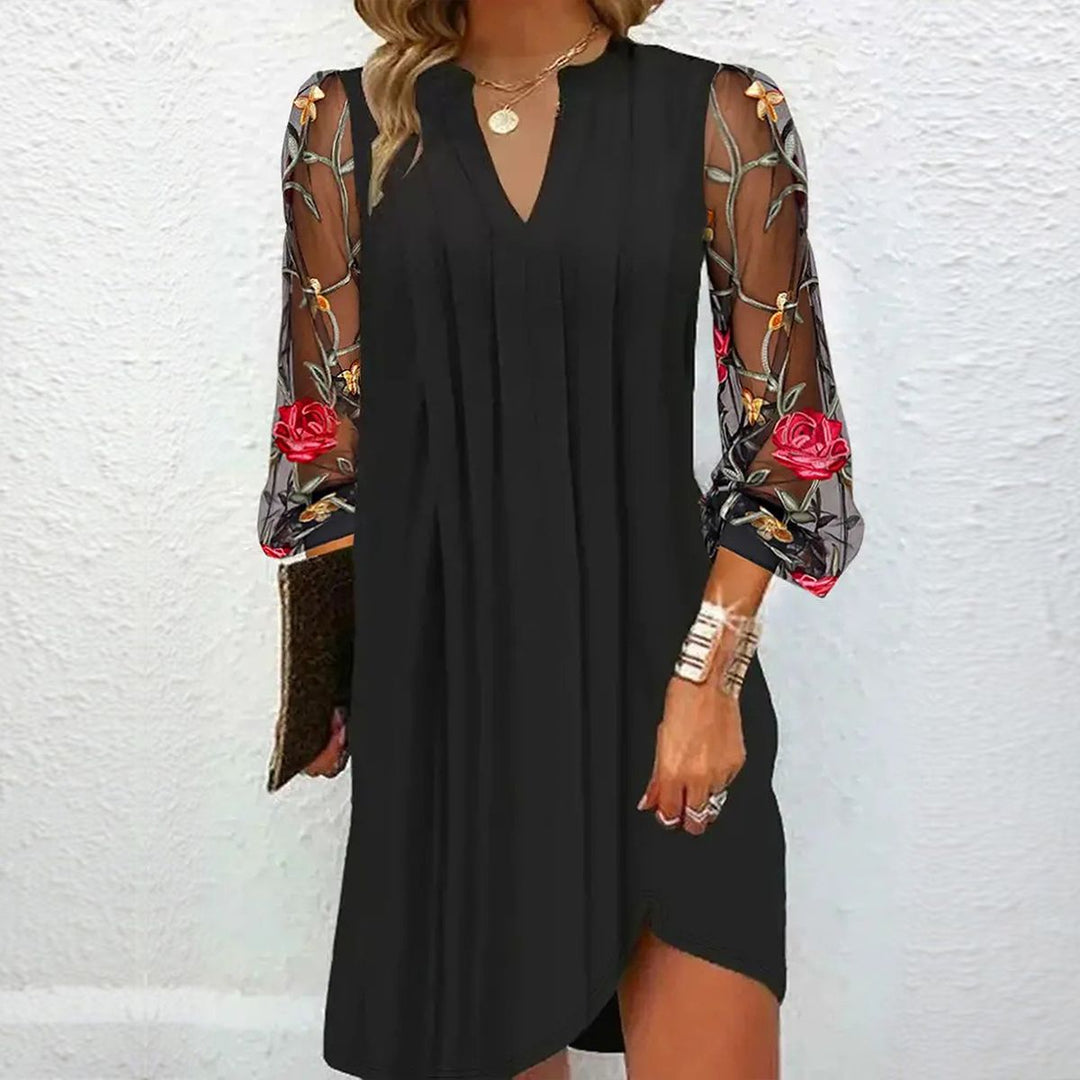 Renée | Elegantes Mini-Kleid für Damen mit Blumenmuster und V-Ausschnitt