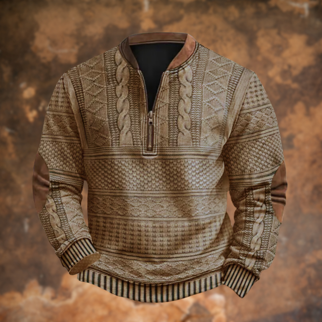 Ford | Texturierter Halb-Zip Pullover für Herren mit Stehkragen und langen Ärmeln