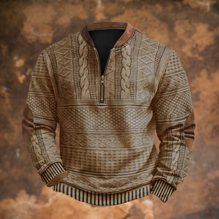 Ford | Texturierter Halb-Zip Pullover für Herren mit Stehkragen und langen Ärmeln