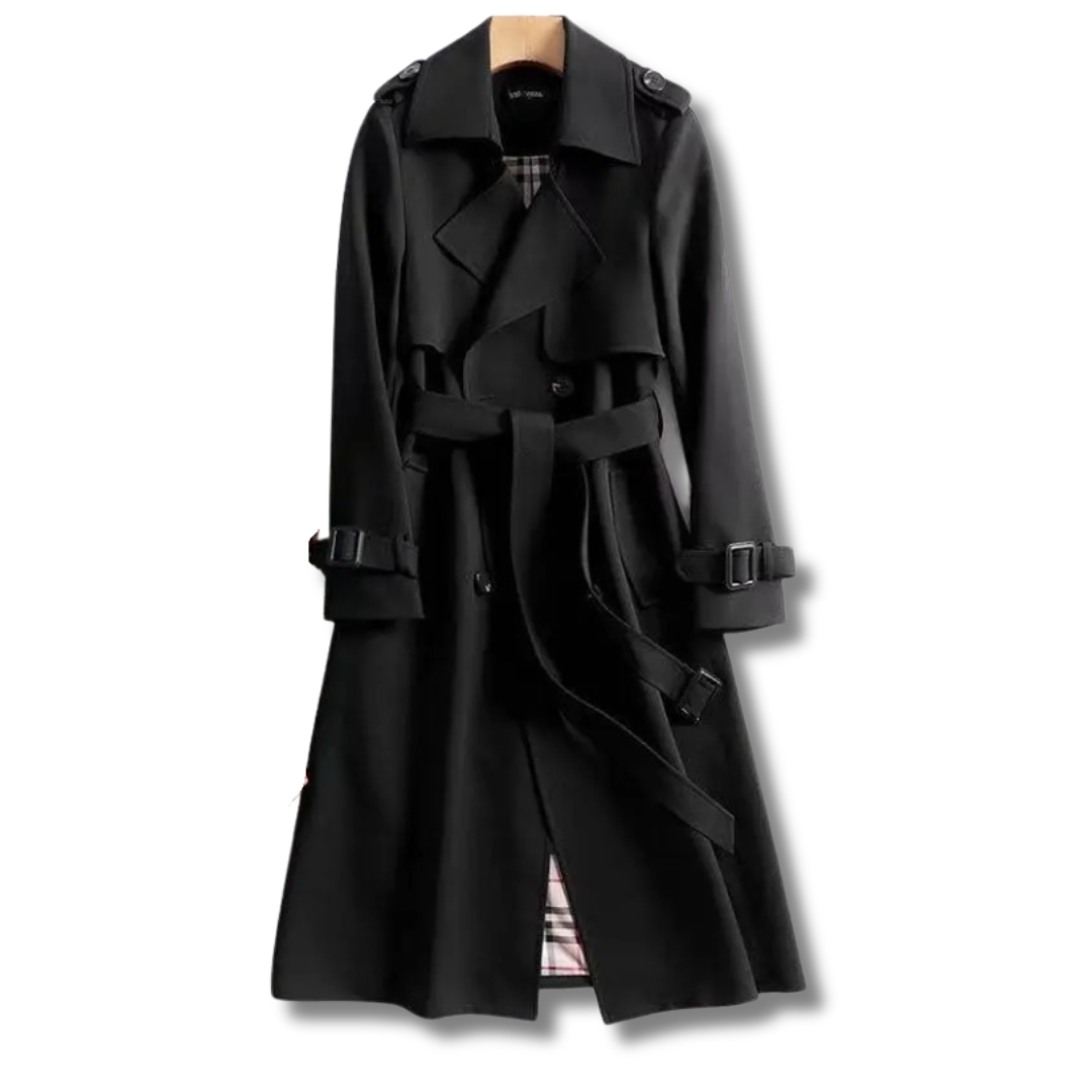 Valentina | Klassischer Trenchcoat für Damen mit langen Ärmeln und Karomuster