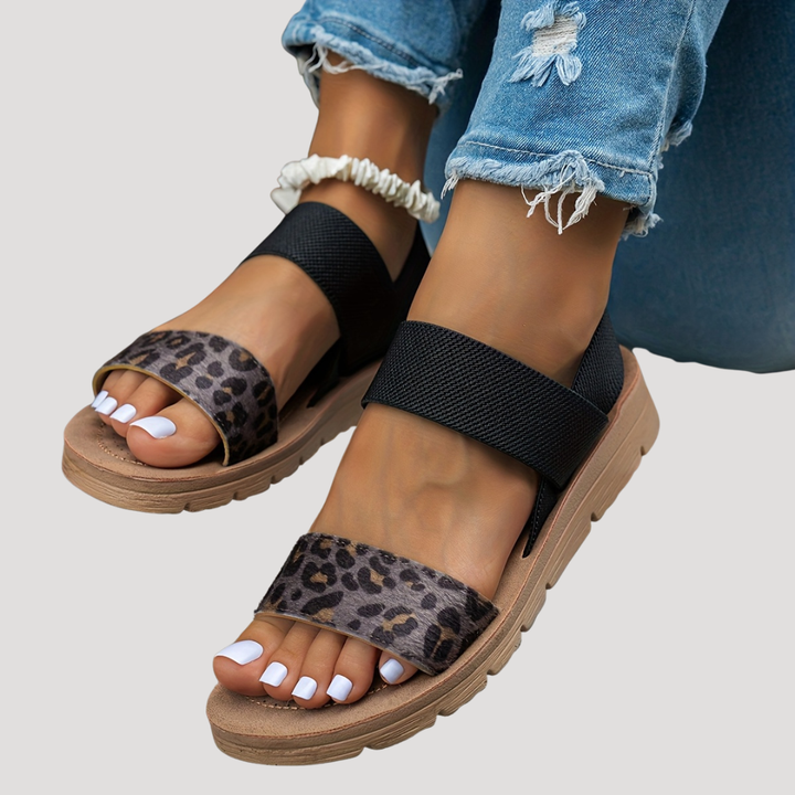 Schicke Leopardenmuster Cross-Strap Flache Sandalen | Ultimativer Komfort für Damen