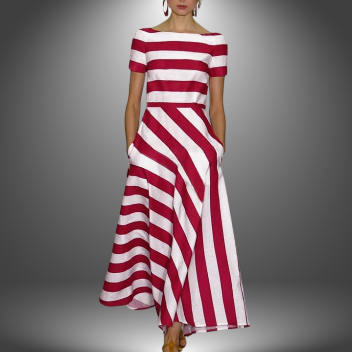Natalia | Langgestreiftes Maxikleid, Handgemacht für Damen