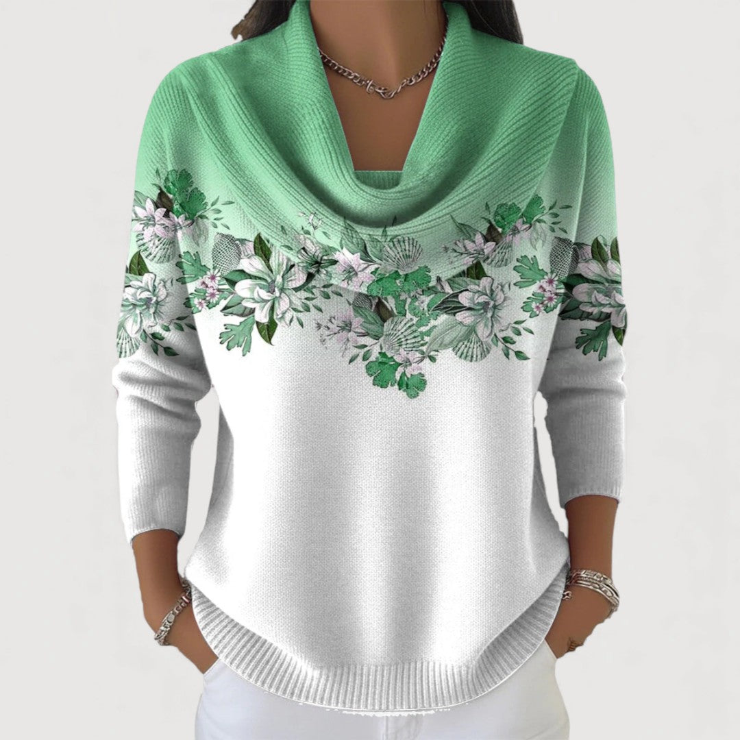 ALORA | Pullover für Damen mit floralem Muster und Cowl-Neck