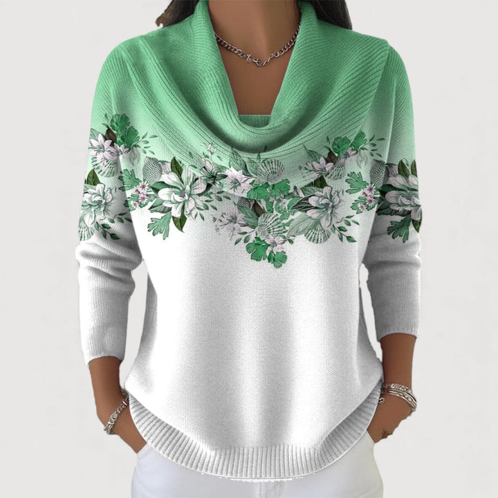 ALORA | Pullover für Damen mit floralem Muster und Cowl-Neck
