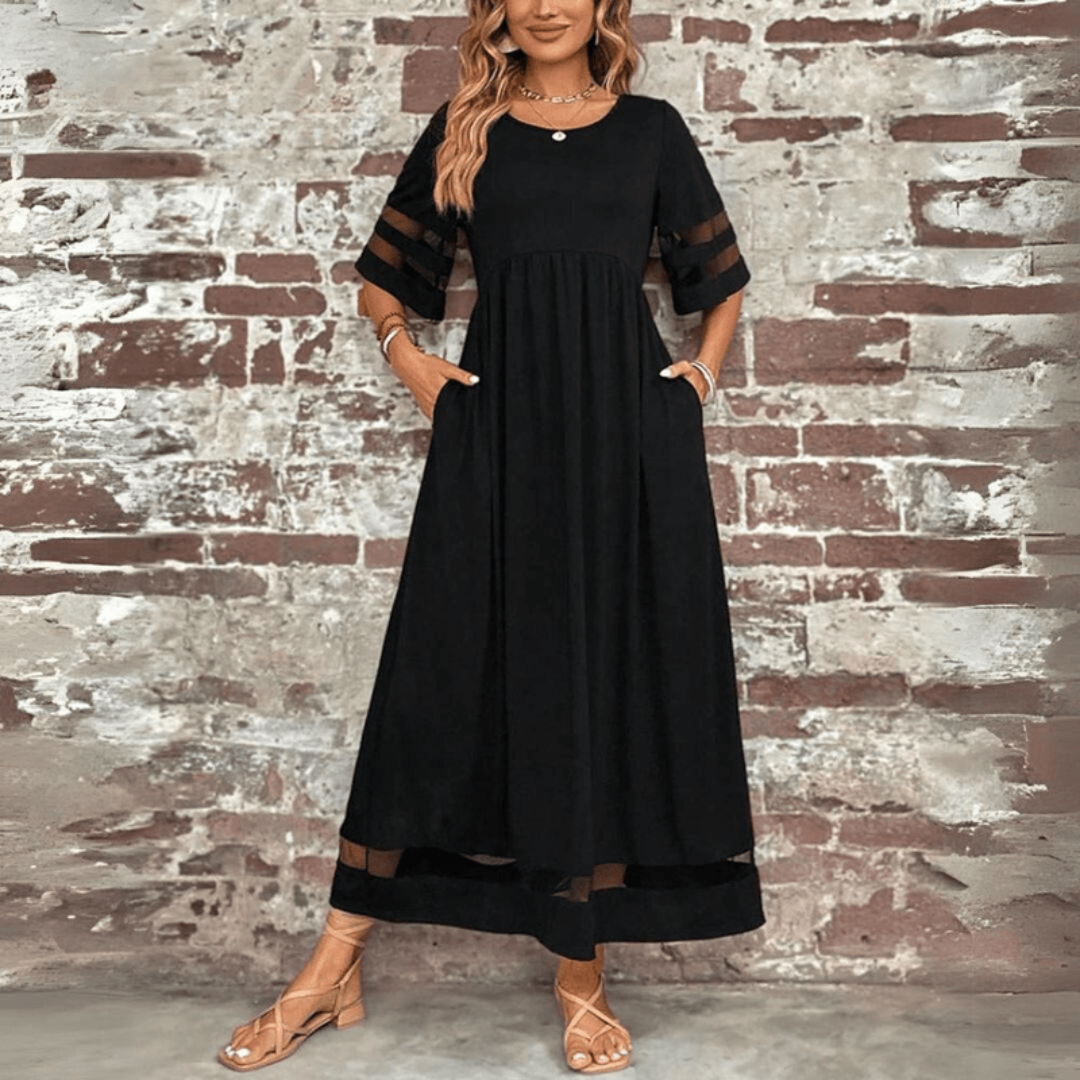 Zora | Klassisches Elegantes Maxikleid für Damen mit Rundhalsausschnitt