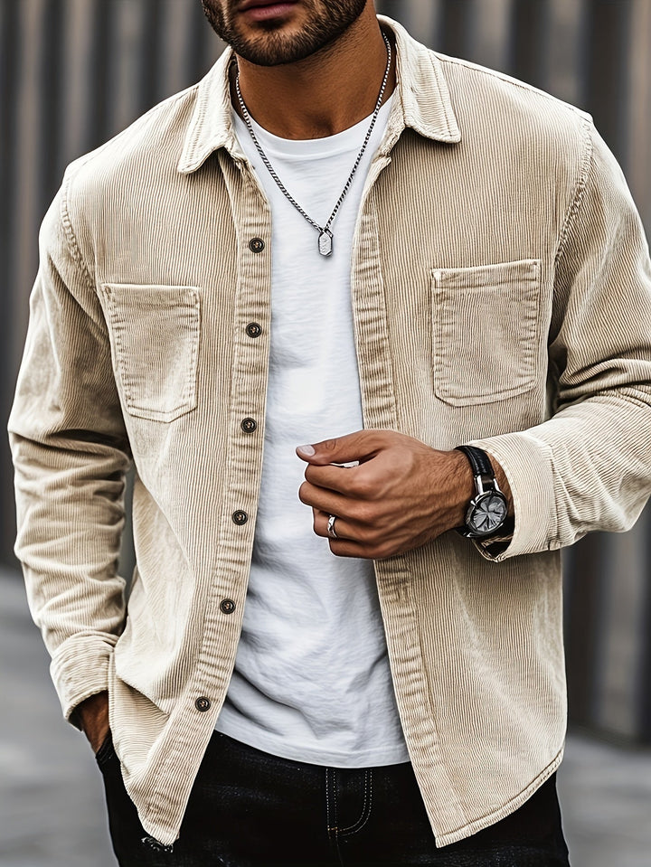 Johan | Herren Cordhemdjacke mit langen Ärmeln