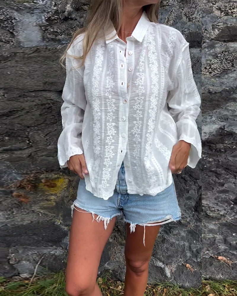 Kathlyn | Knopf-Poloshirt mit langen Ärmeln
