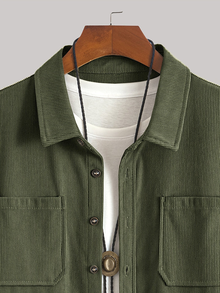 Lukas | Herren Langarm-Overshirt mit Knöpfen und Taschen