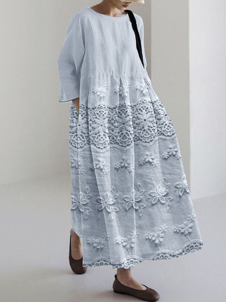 Thalina | bedrucktes Kleid mit Sternenmuster und Rundhalsausschnitt