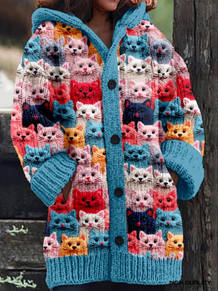 Isabella | Bunt gestrickte Katzen Strickjacke für Damen