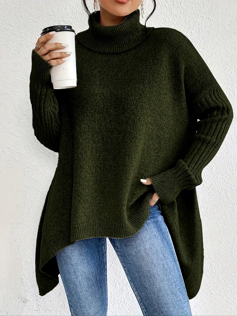 Bridgette | Bequemer langer Rollkragenpullover für Damen