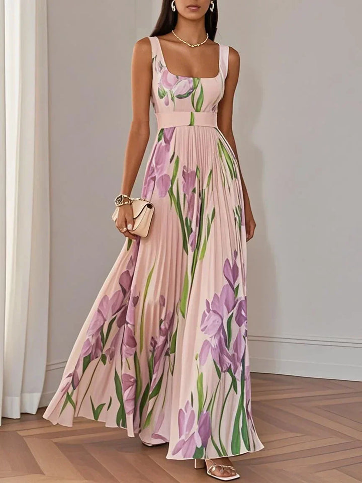 Mary | Elegantes Plissee-Maxikleid für Damen mit Blumenmuster