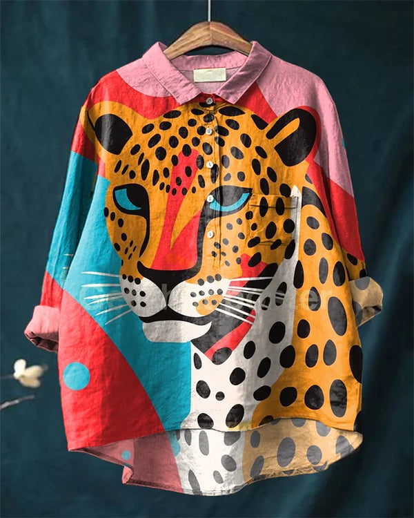 Simba | Leopard Kunstshirt mit langen Ärmeln