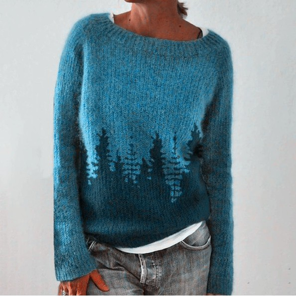 SILVIA | Retro-Pullover für Damen mit Rundhalsausschnitt und langen Ärmeln
