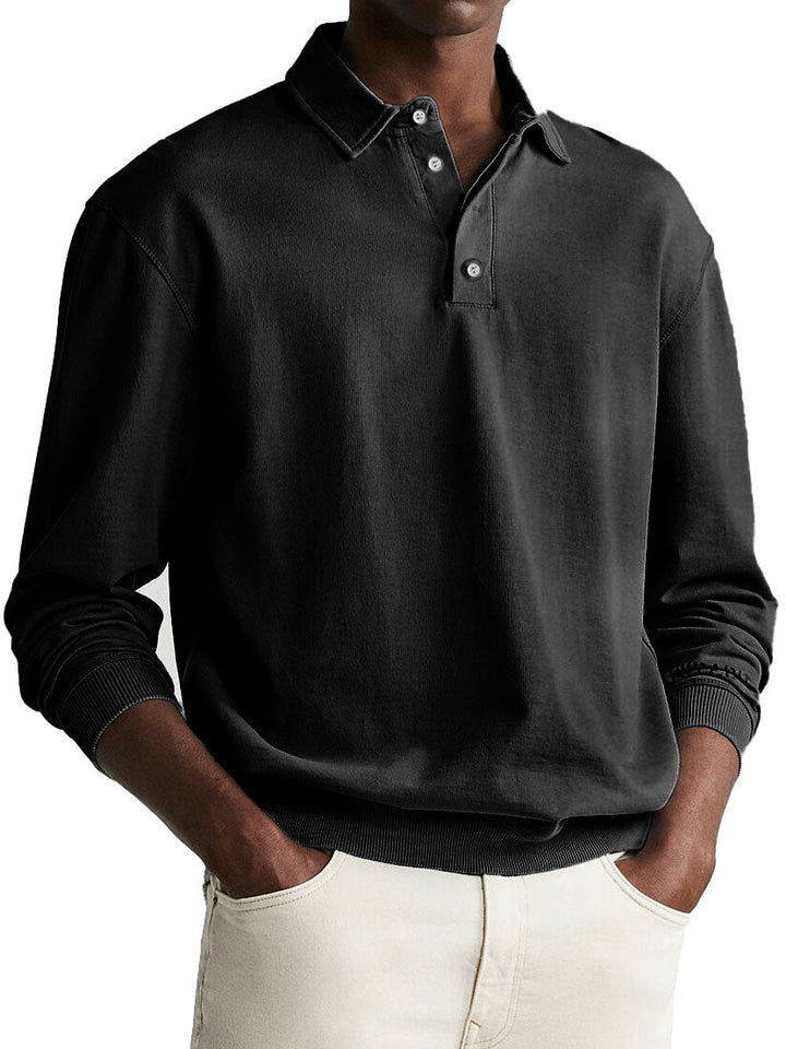 Victor | Herren Vintage Polo mit langen Ärmeln Poloshirt