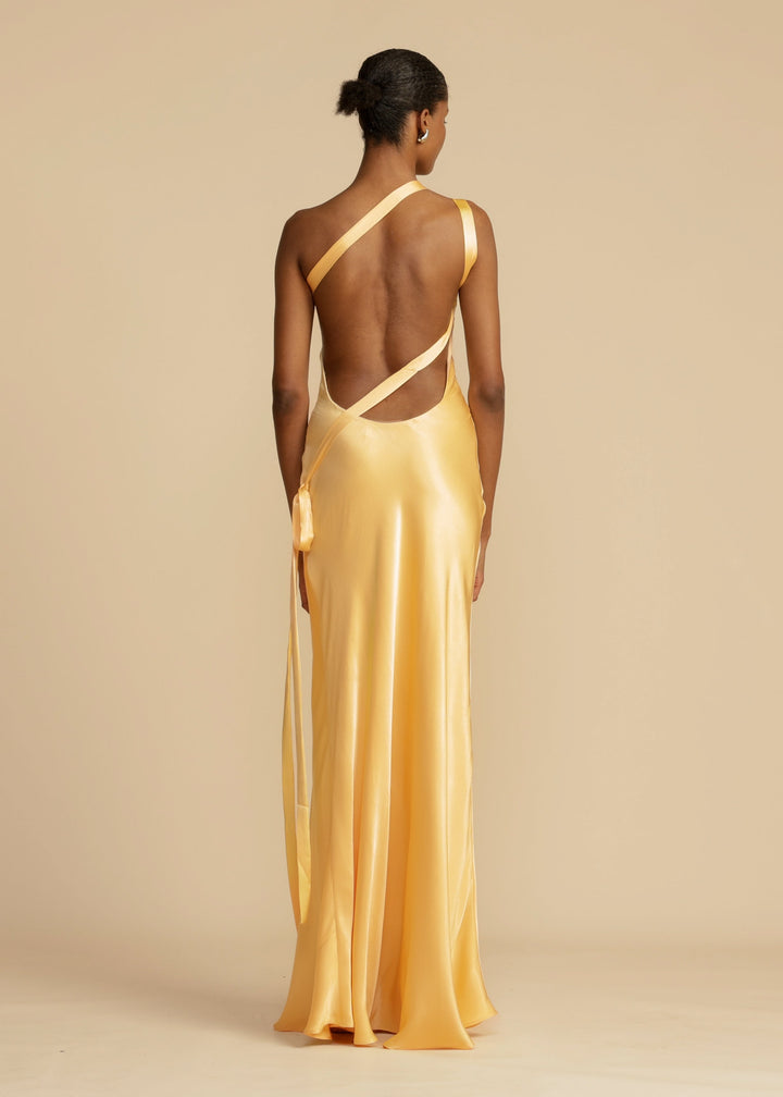 Selena | Maxikleid für Damen mit V-Ausschnitt und asymmetrischem Ausschnitt
