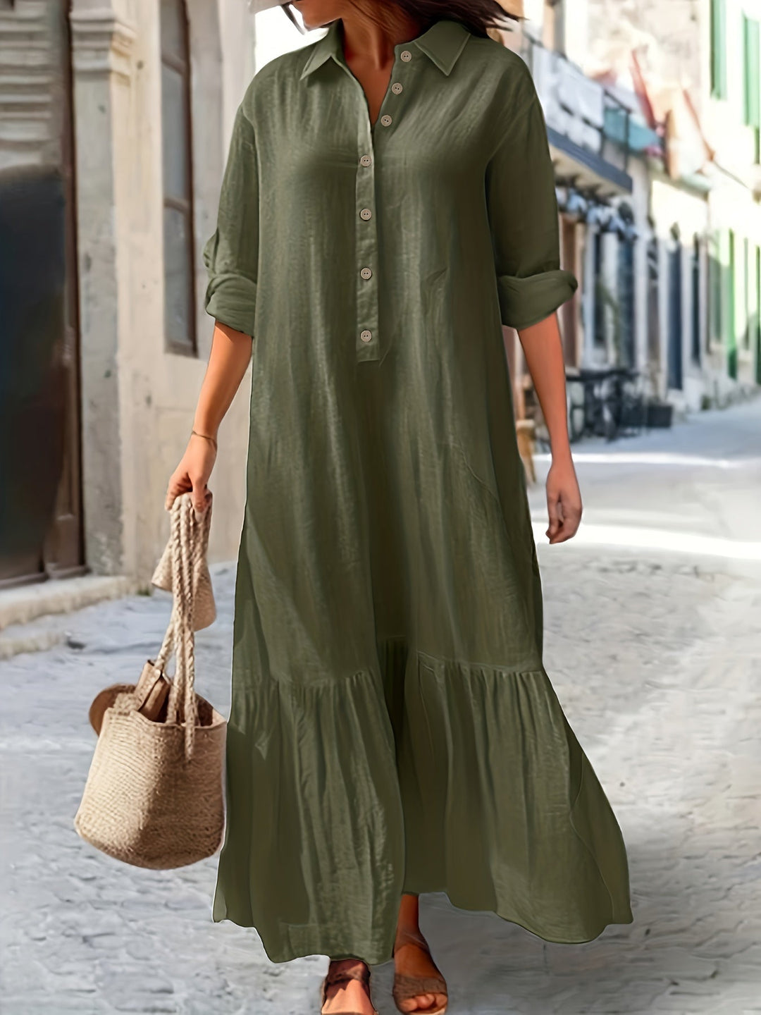 Ayla | Sommerkleid für Damen mit 3/4-Ärmeln und langen Ärmeln