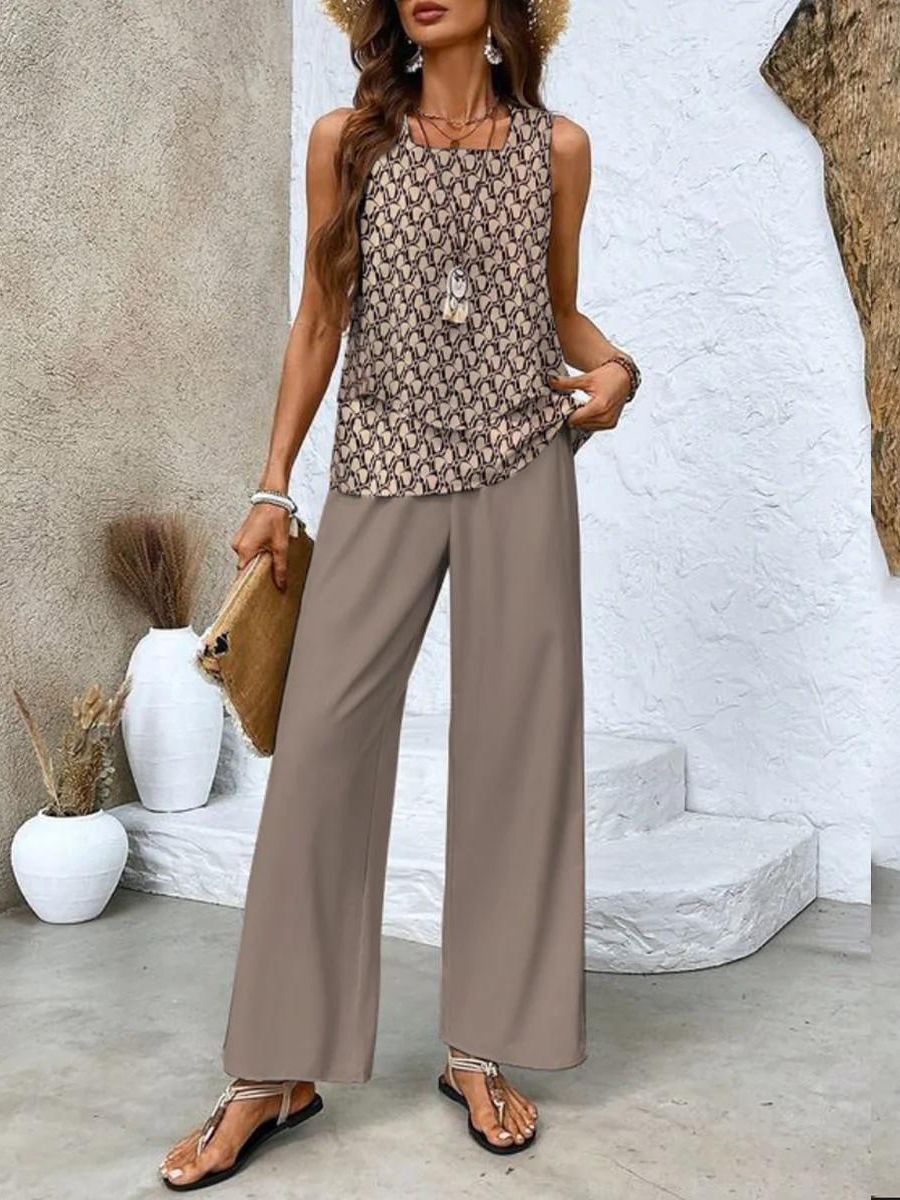 Averie | Elegantes Sommer-Set für Damen mit Blumenmuster und Rundhalsausschnitt