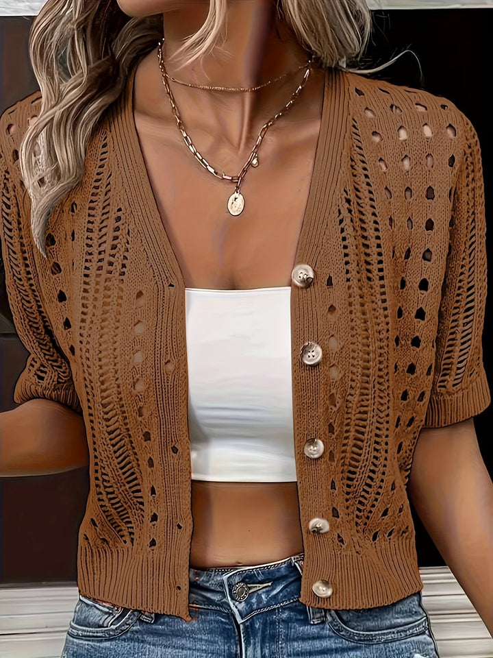 Kendall | Trendy Kurzarm-Cardigan für Damen mit V-Ausschnitt