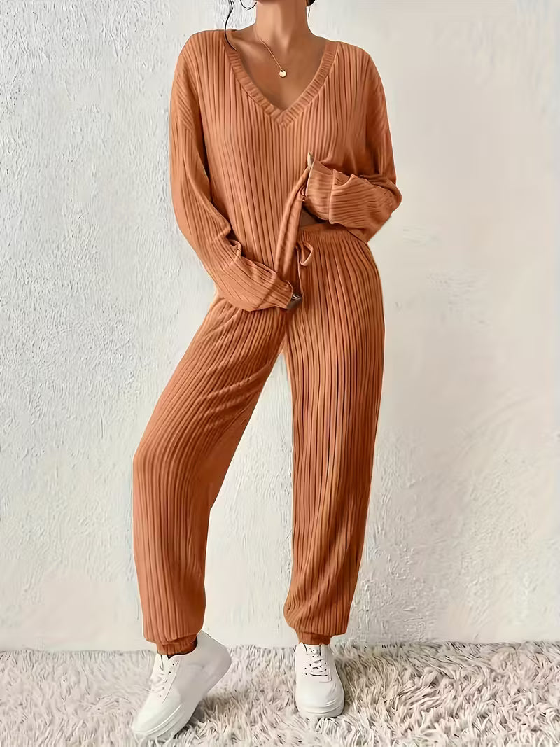 Anja | Gemütliches V-Ausschnitt Zweiteiliges Set für Damen