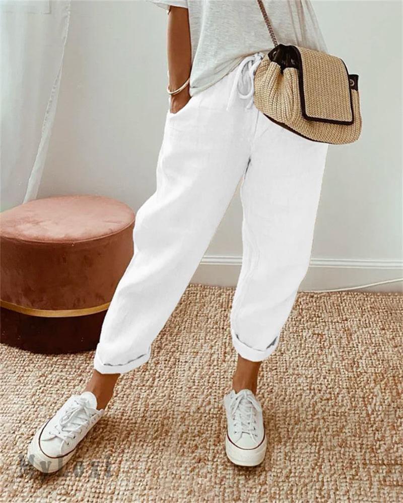 Damen Relaxed Fit Hose mit hohem Bund