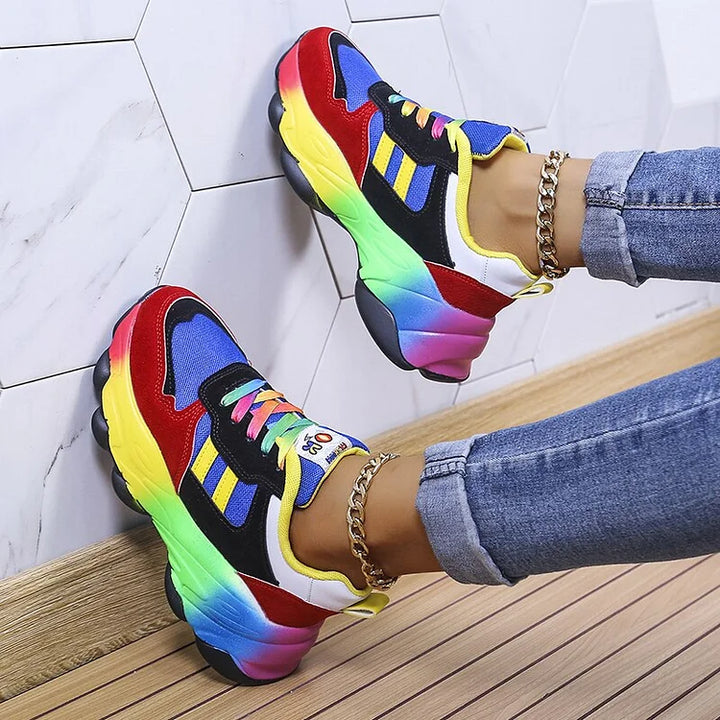 Isolina | Orthopädische Regenbogenschuhe mit flachem Absatz