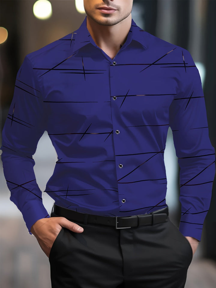Henry | Herren Casual Slim Shirt mit langen Ärmeln und geometrischem Muster