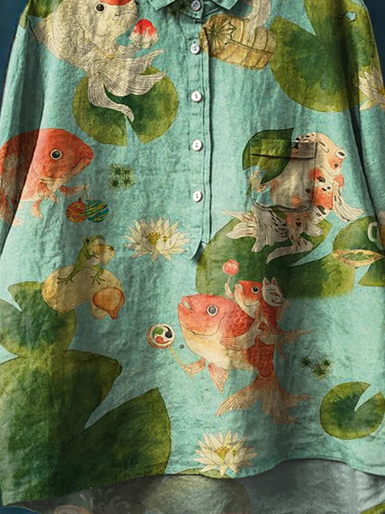 Ruthie | Fischkunst Shirt mit langen Ärmeln