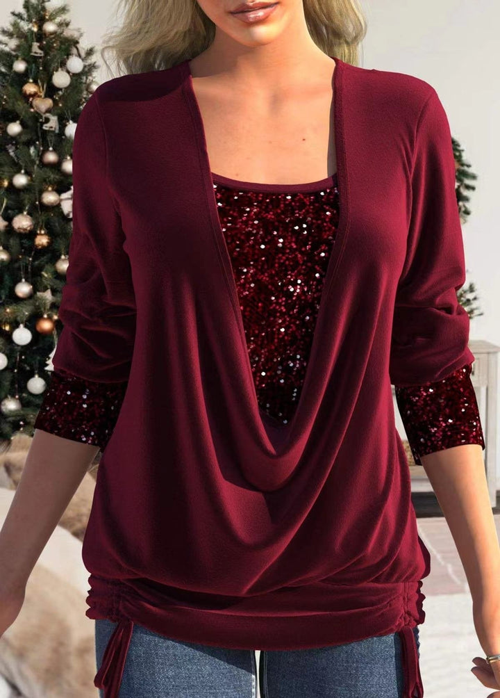 Flaire | Oberteil aus Glitterpailletten für Damen mit Rundhalsausschnitt