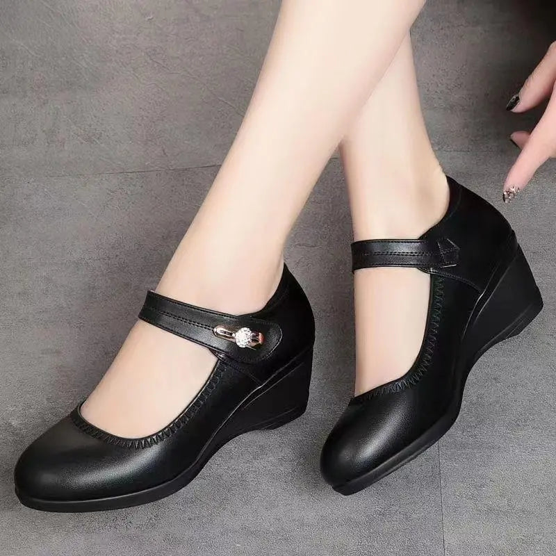 Anna | Damen Keilabsatz Mary-Jane-Schuhe