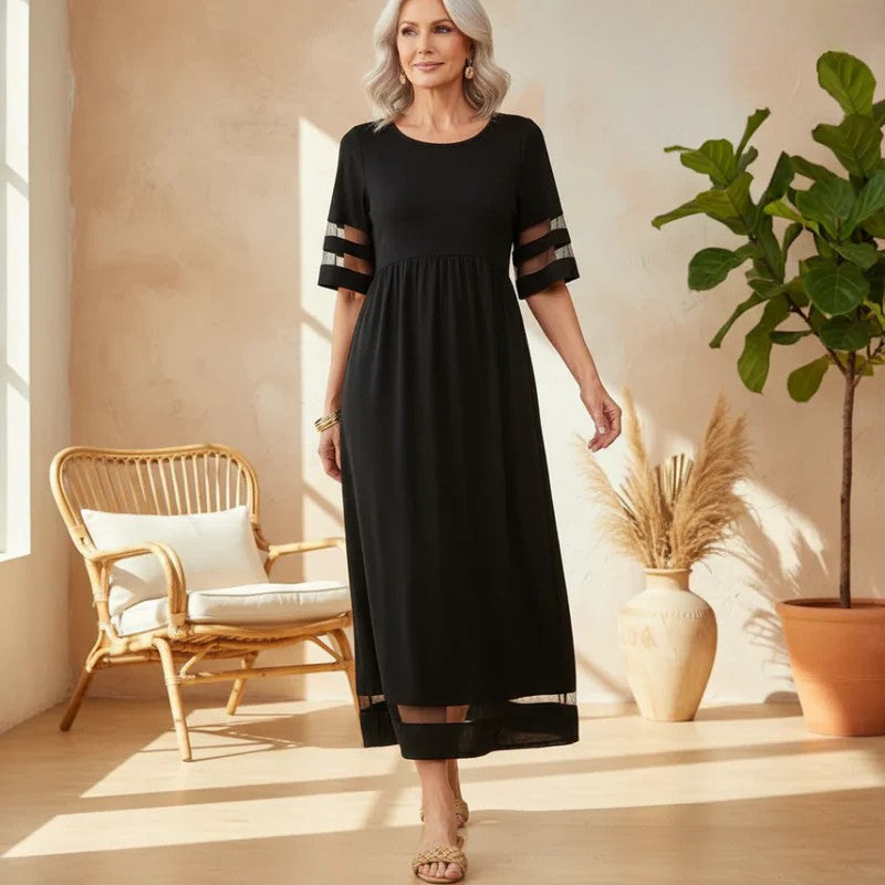 Nadia | Kleid für Damen mit Bauchbedeckung und Rundhalsausschnitt