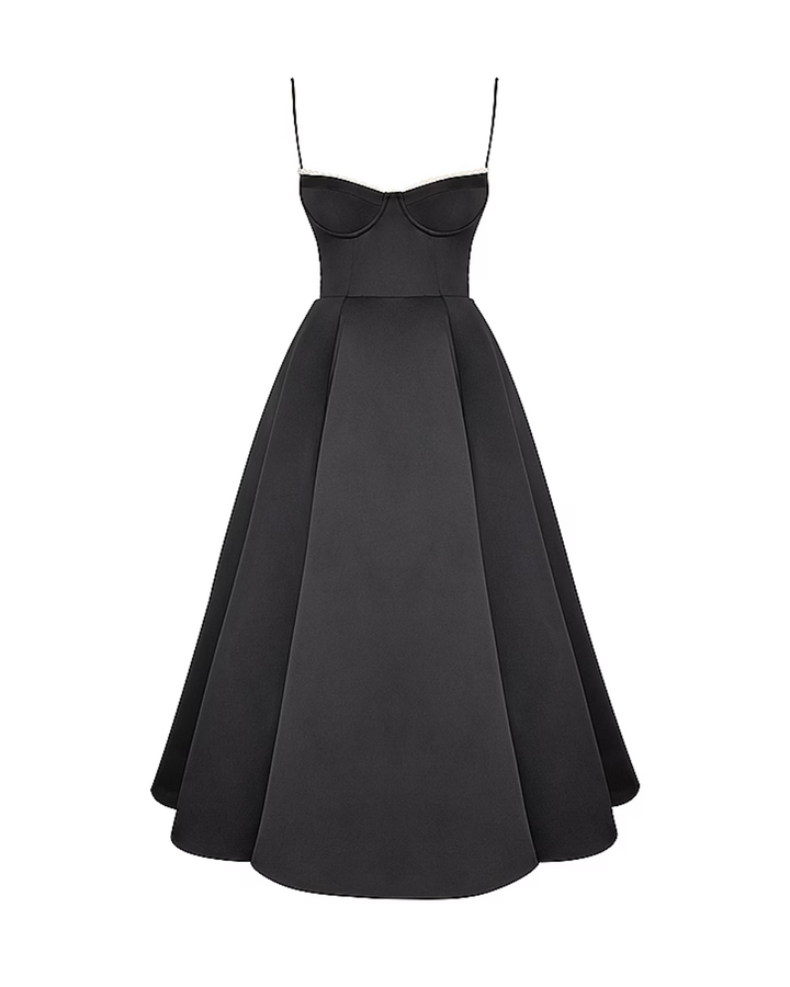Ophira | Elegantes Korsett-Midi-Kleid für Damen mit Spaghettiträgern