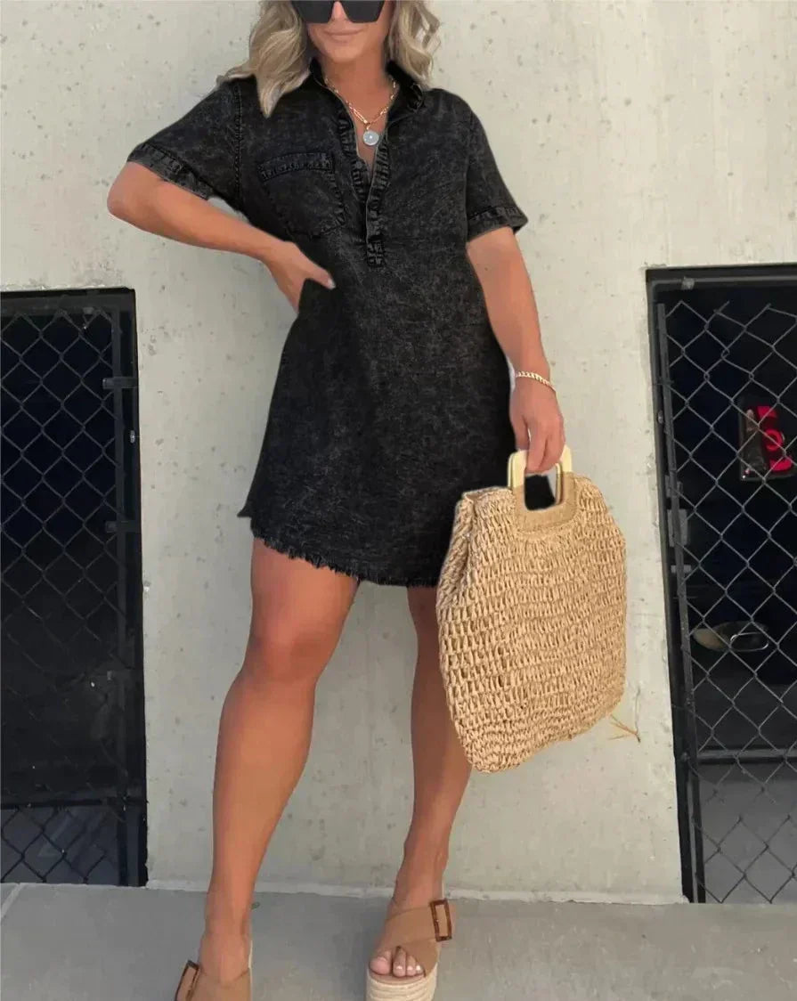 Vera | Denim Hemdkleid mit langen Ärmeln