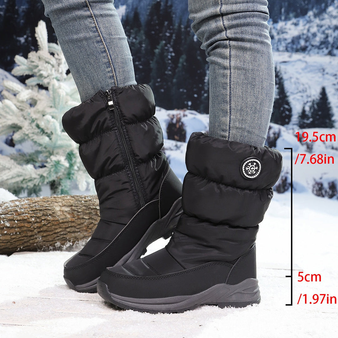 Premium Winterstiefel für Damen bis zur Wade mit flachem Absatz