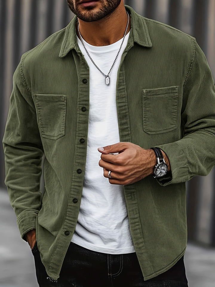 Lukas | Herren Langarm-Overshirt mit Knöpfen und Taschen
